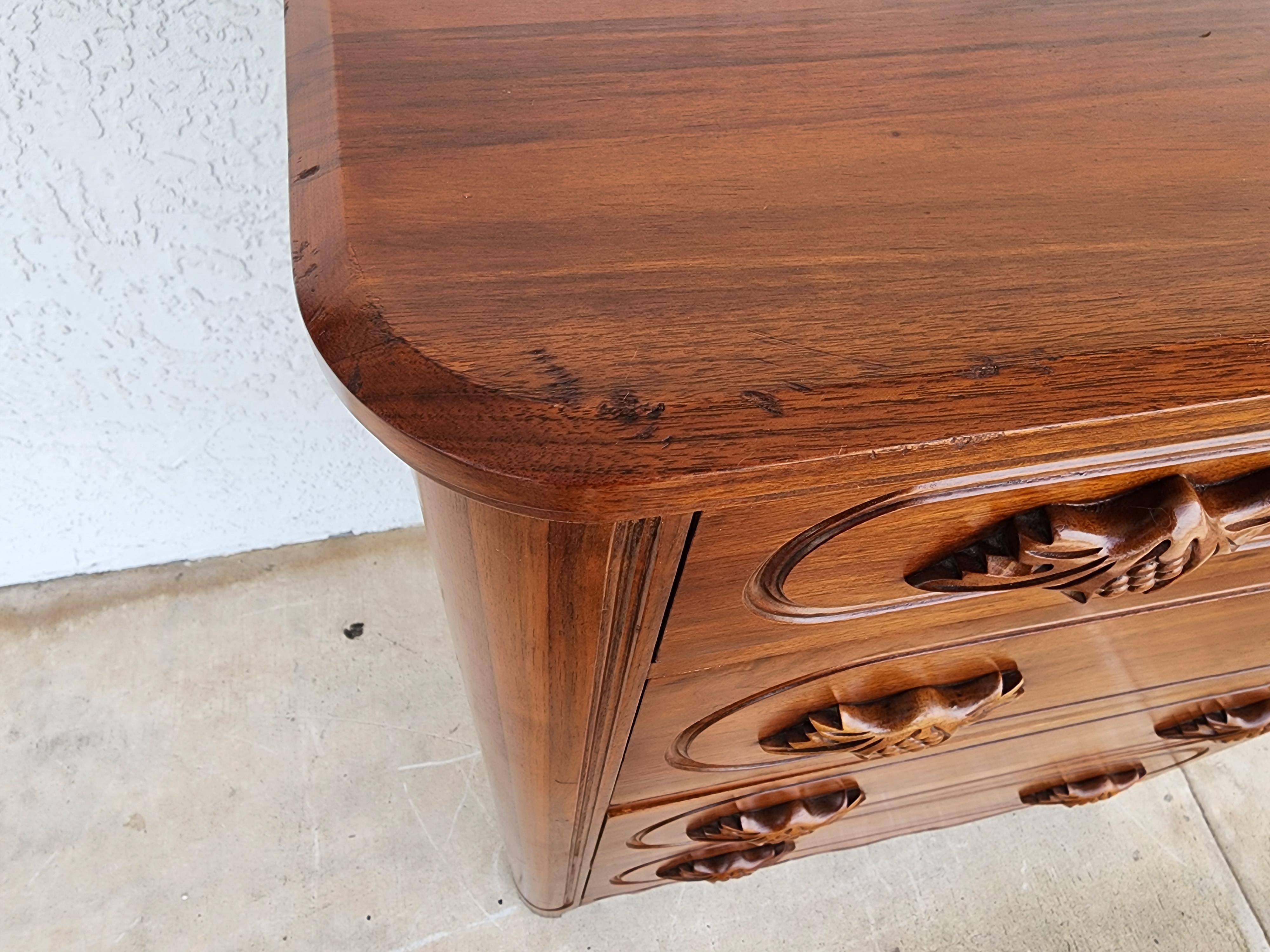Antique Dresser Highboy Solid Walnut by Davis Cabinet Co In Good Condition For Sale In Lake Worth, FL