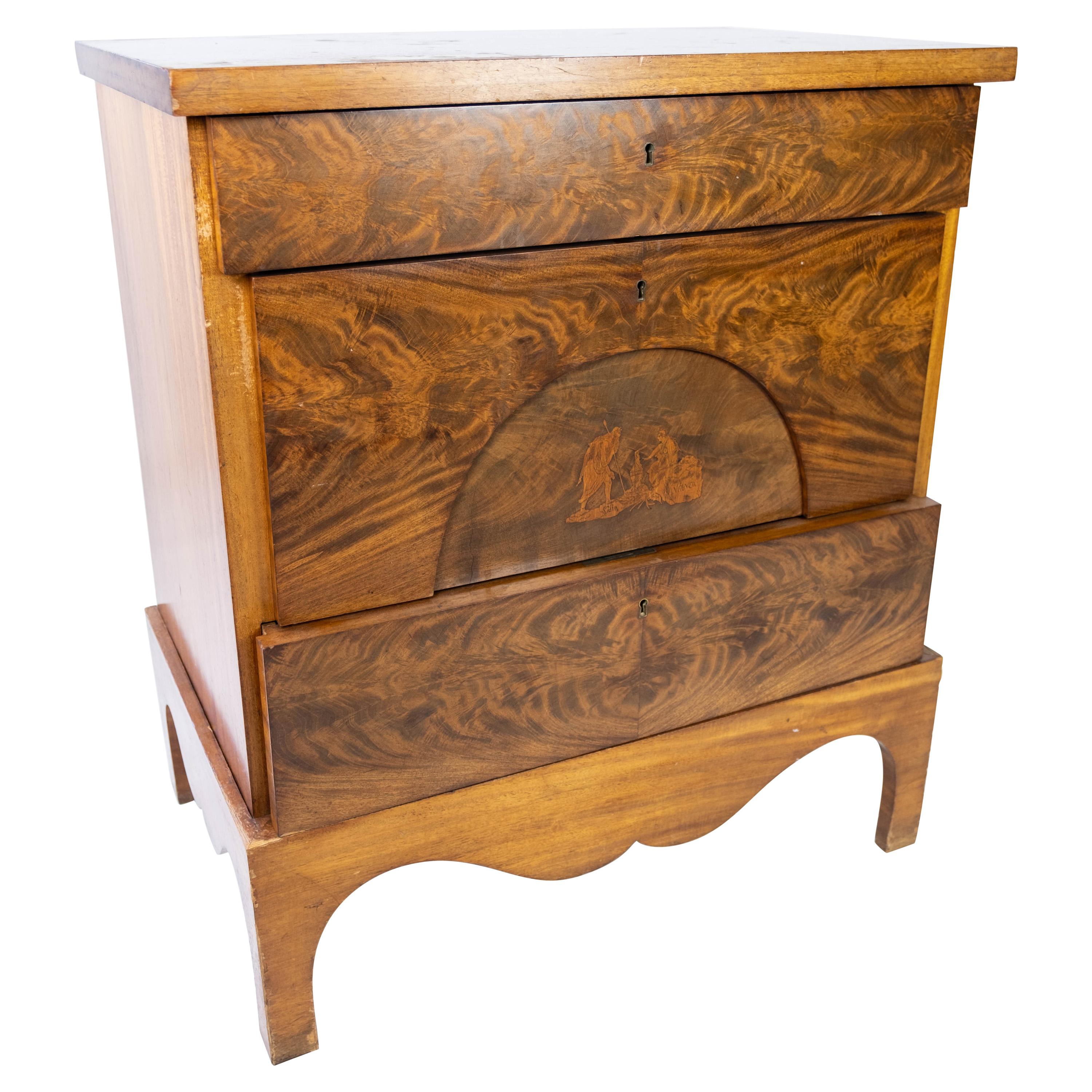 Antique Dresser Of Mahogany With Inlaid, Wood Inlaid Dresser