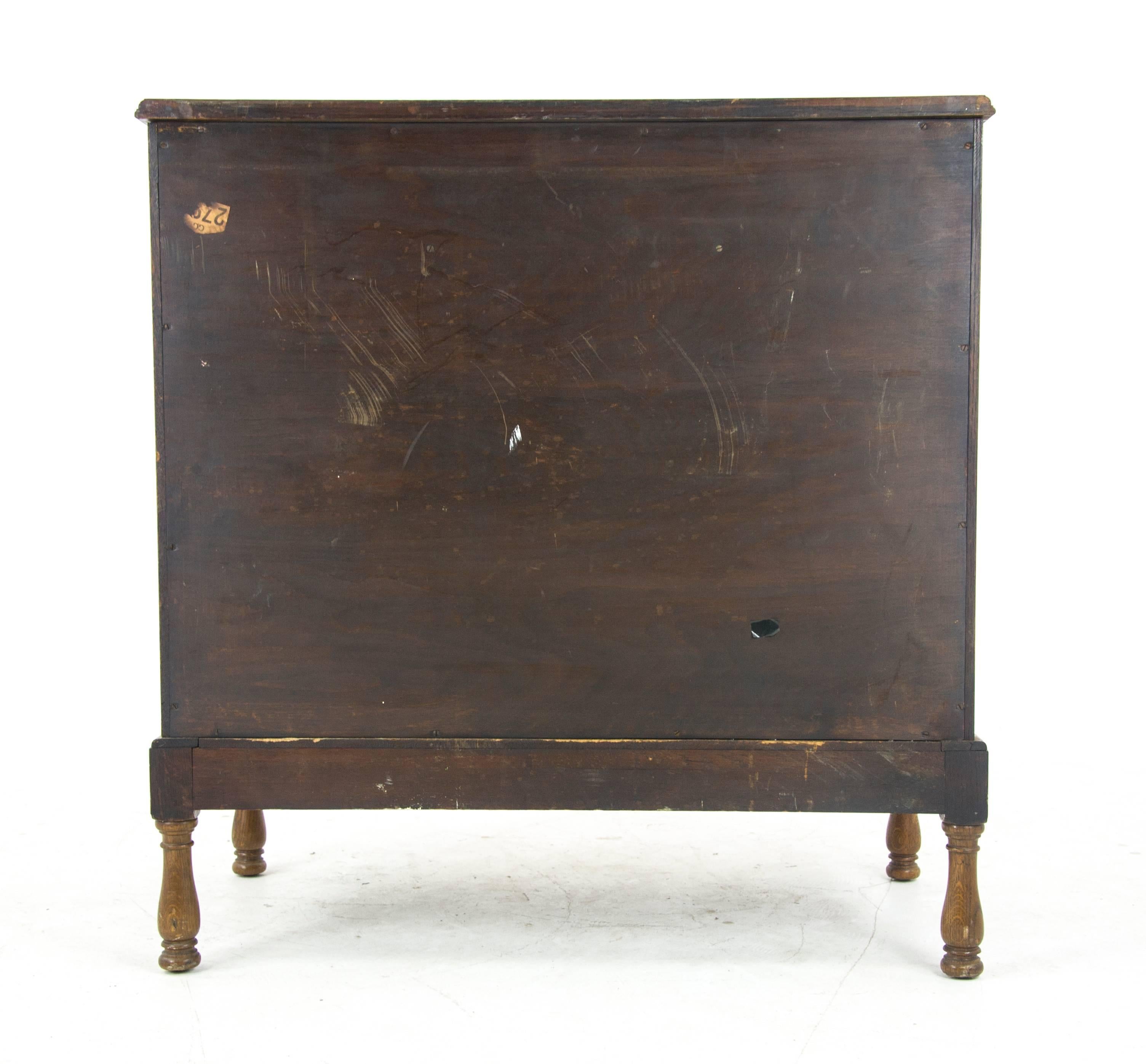 Antique Dresser:: Tiger Oak Dresser:: Five-Drawer Dresser:: Scotland:: 1890 REDUCED ! 4