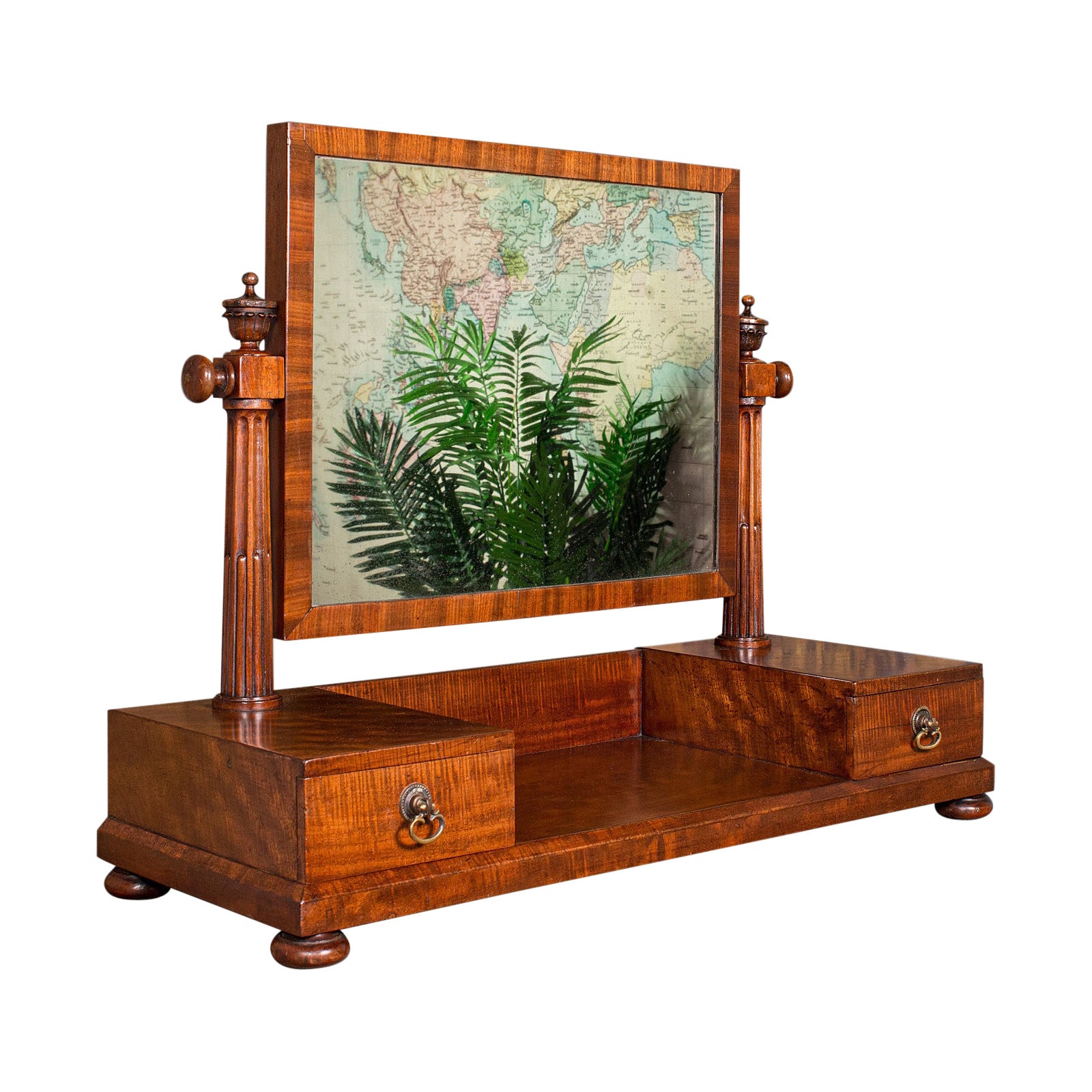 Antique Dressing Mirror, English, Mahogany, Boudoir, Pedestal Base, Victorian For Sale