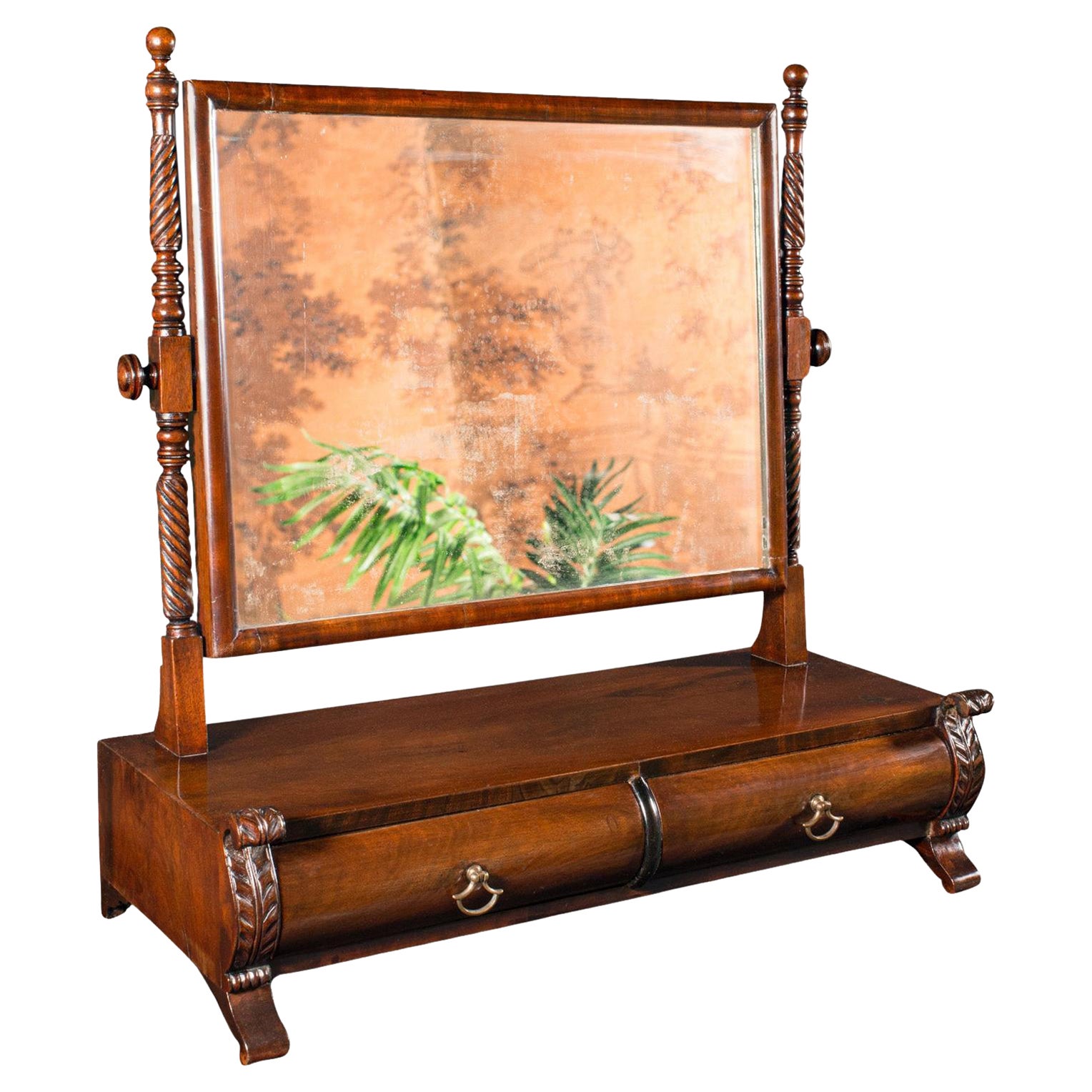 Antique Dressing Mirror, English, Tabletop, Bedroom, Early Victorian, Circa 1850