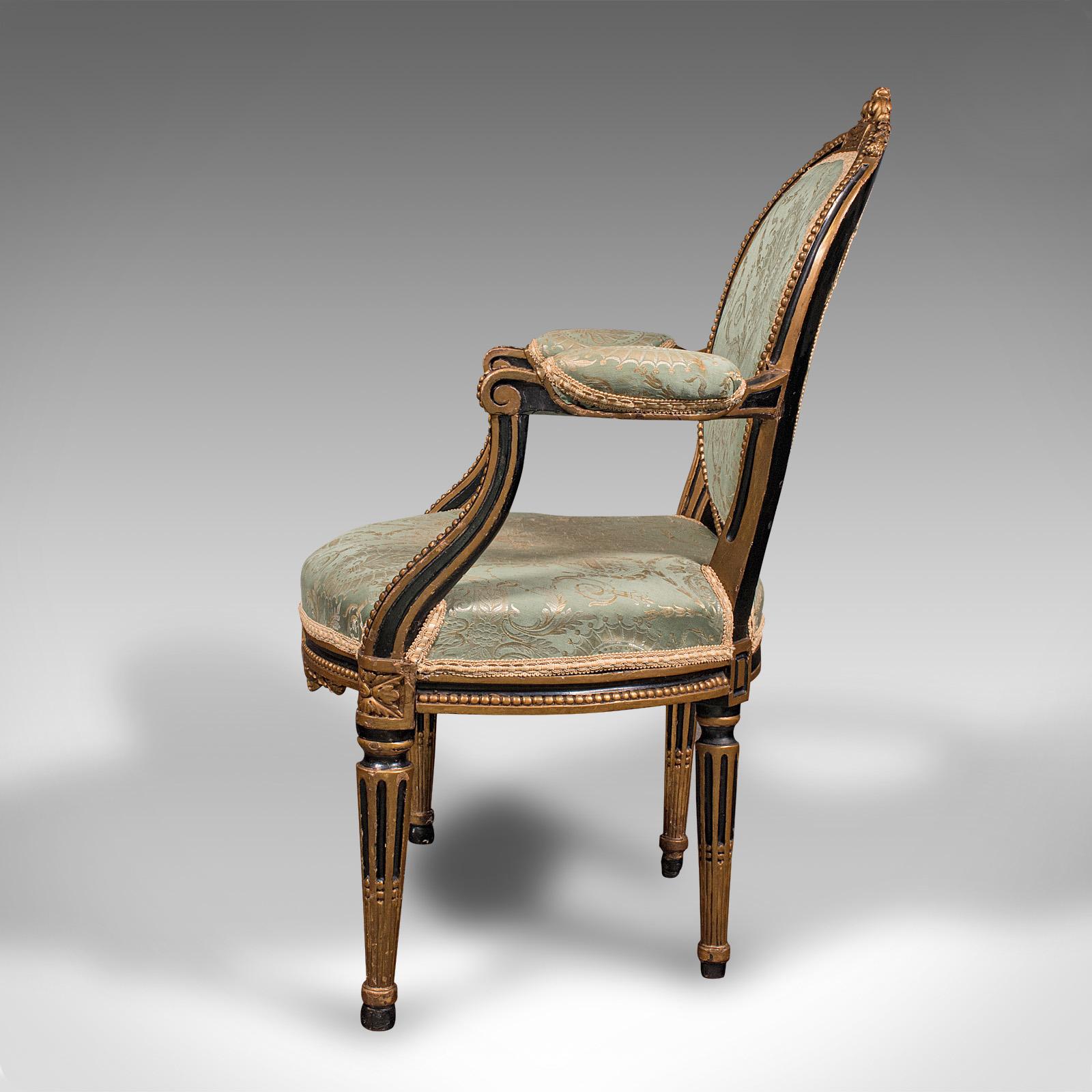Antique Dressing Room Armchair, English, Elbow Chair, Silk Cotton, Regency, 1820 In Good Condition For Sale In Hele, Devon, GB