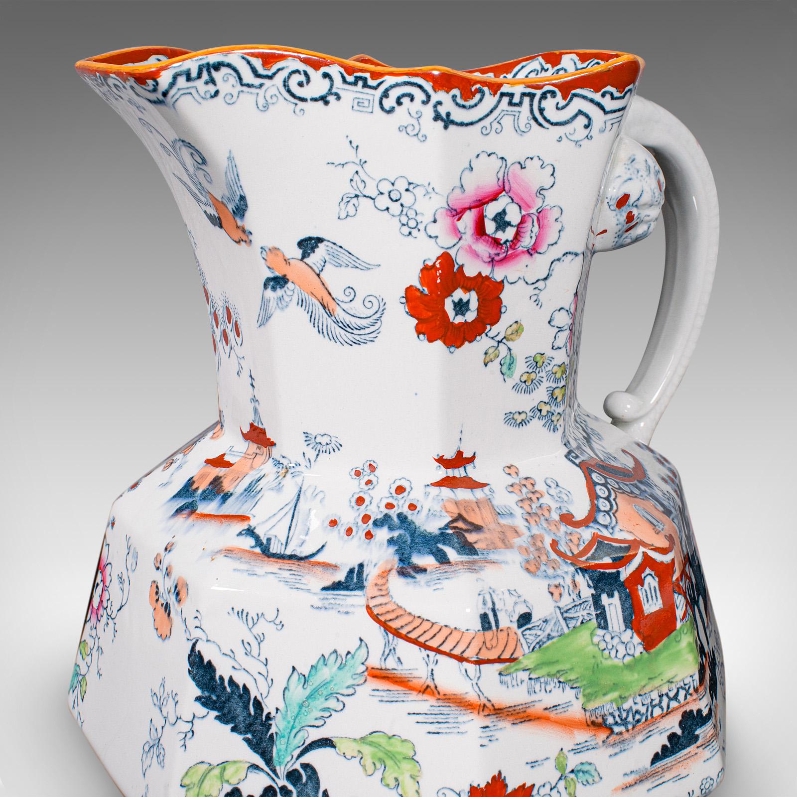 19th Century Antique Dressing Room Washbowl, Ewer, English, Ceramic, Basin, Jug, Victorian For Sale