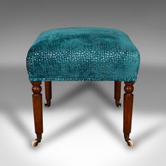 Antique Dressing Stool, English, Chenille Upholstery, Footstool, Regency, C.1820
