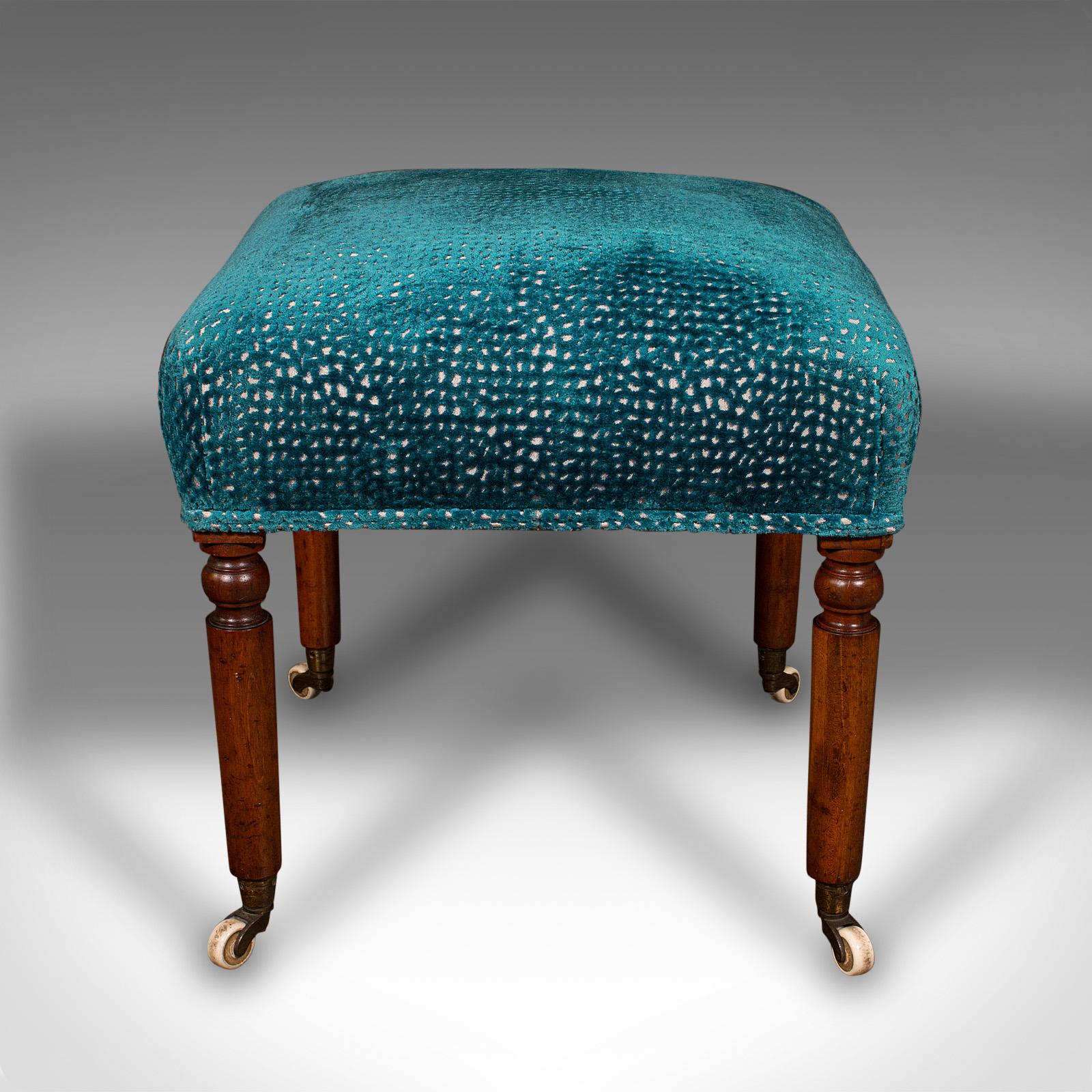 British Antique Dressing Stool, English, Chenille Upholstery, Footstool, Regency, C.1820 For Sale