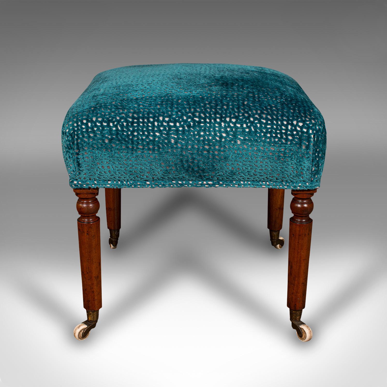 Antique Dressing Stool, English, Chenille Upholstery, Footstool, Regency, C.1820 In Good Condition For Sale In Hele, Devon, GB
