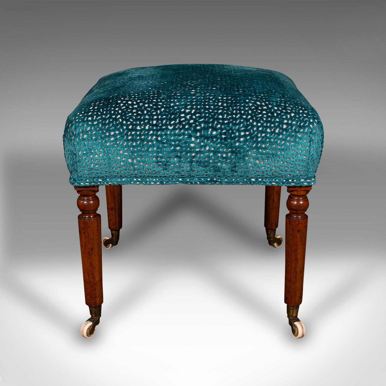 19th Century Antique Dressing Stool, English, Chenille Upholstery, Footstool, Regency, C.1820 For Sale