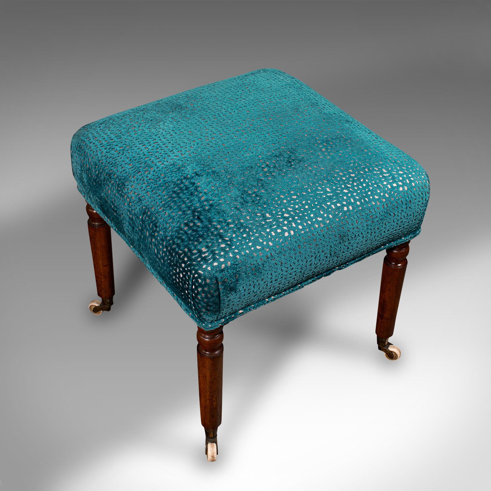 Antique Dressing Stool, English, Chenille Upholstery, Footstool, Regency, C.1820 For Sale 1