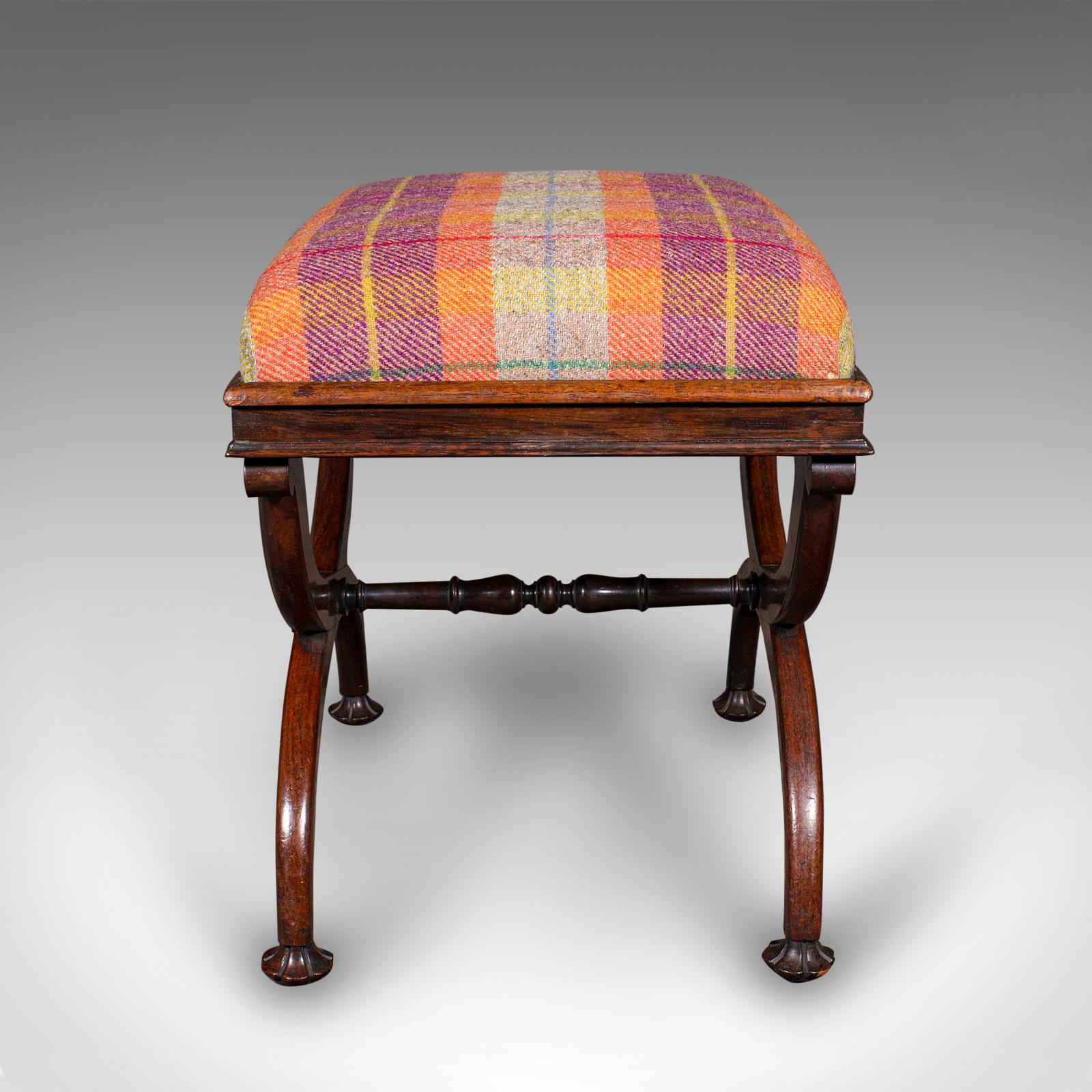Regency Tabouret de soirée ancien, anglais, Récital musical, cheminée, repose-pieds, Régence en vente