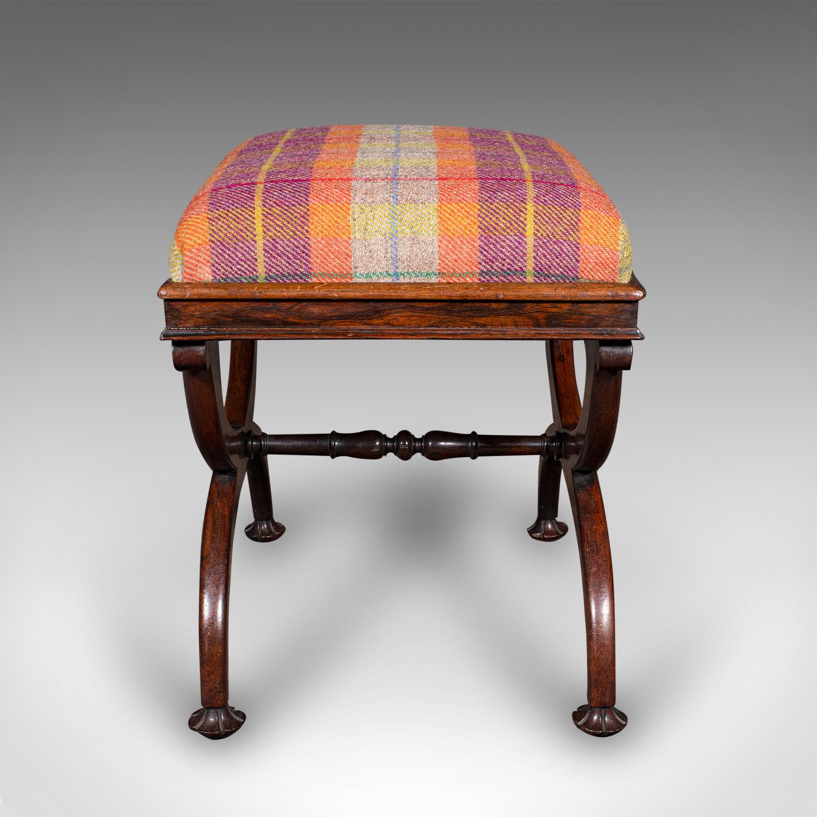 Tabouret de soirée ancien, anglais, Récital musical, cheminée, repose-pieds, Régence Bon état - En vente à Hele, Devon, GB