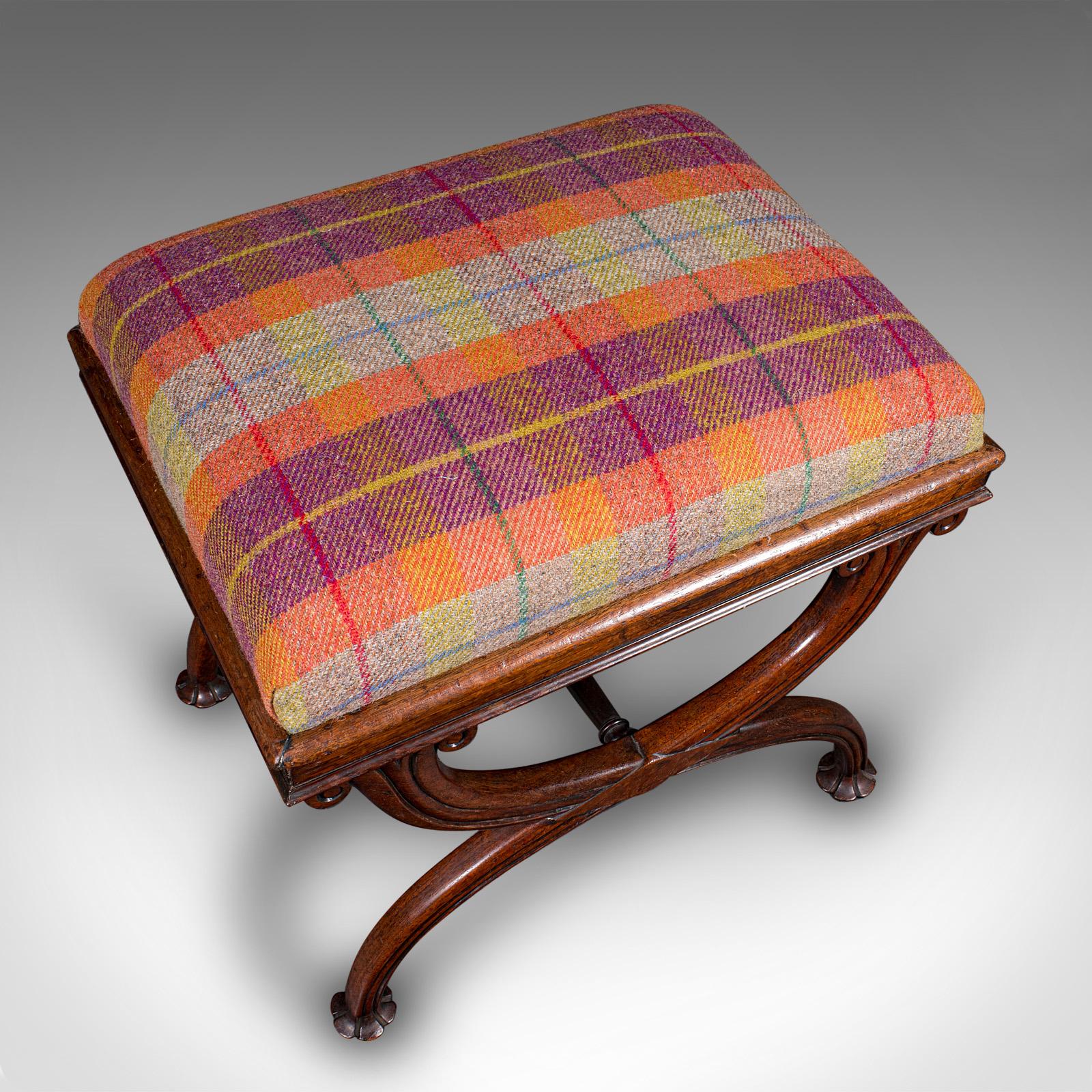 XIXe siècle Tabouret de soirée ancien, anglais, Récital musical, cheminée, repose-pieds, Régence en vente