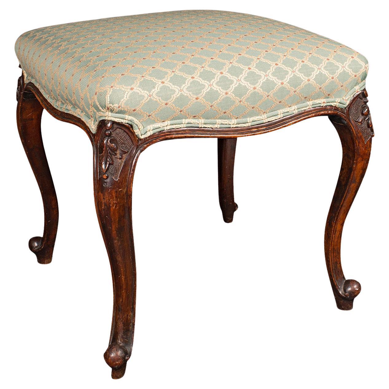 Tabouret de chambre à coucher ancien, anglais , noyer , repose-pieds , style victorien en vente