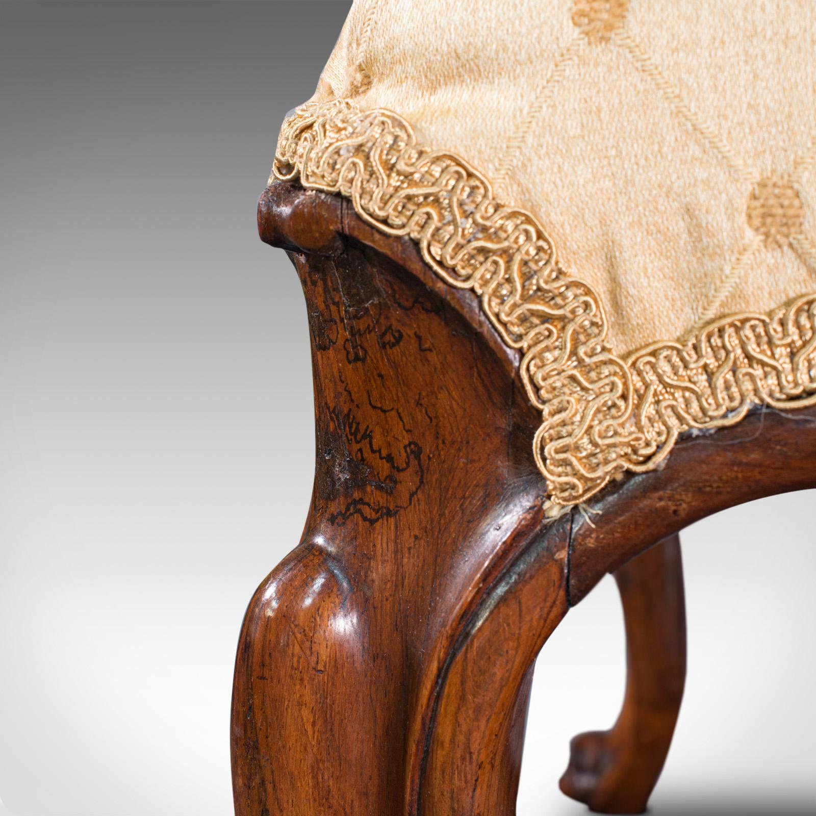 Antique Dressing Stool, English, Walnut, Upholstery, Boudoir Seat, Regency, 1820 For Sale 4