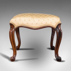 Antique Dressing Stool, English, Walnut, Upholstery, Boudoir Seat, Regency, 1820