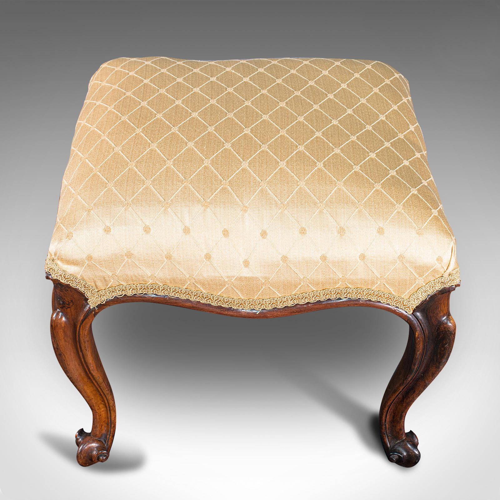 Antique Dressing Stool, English, Walnut, Upholstery, Boudoir Seat, Regency, 1820 For Sale 2