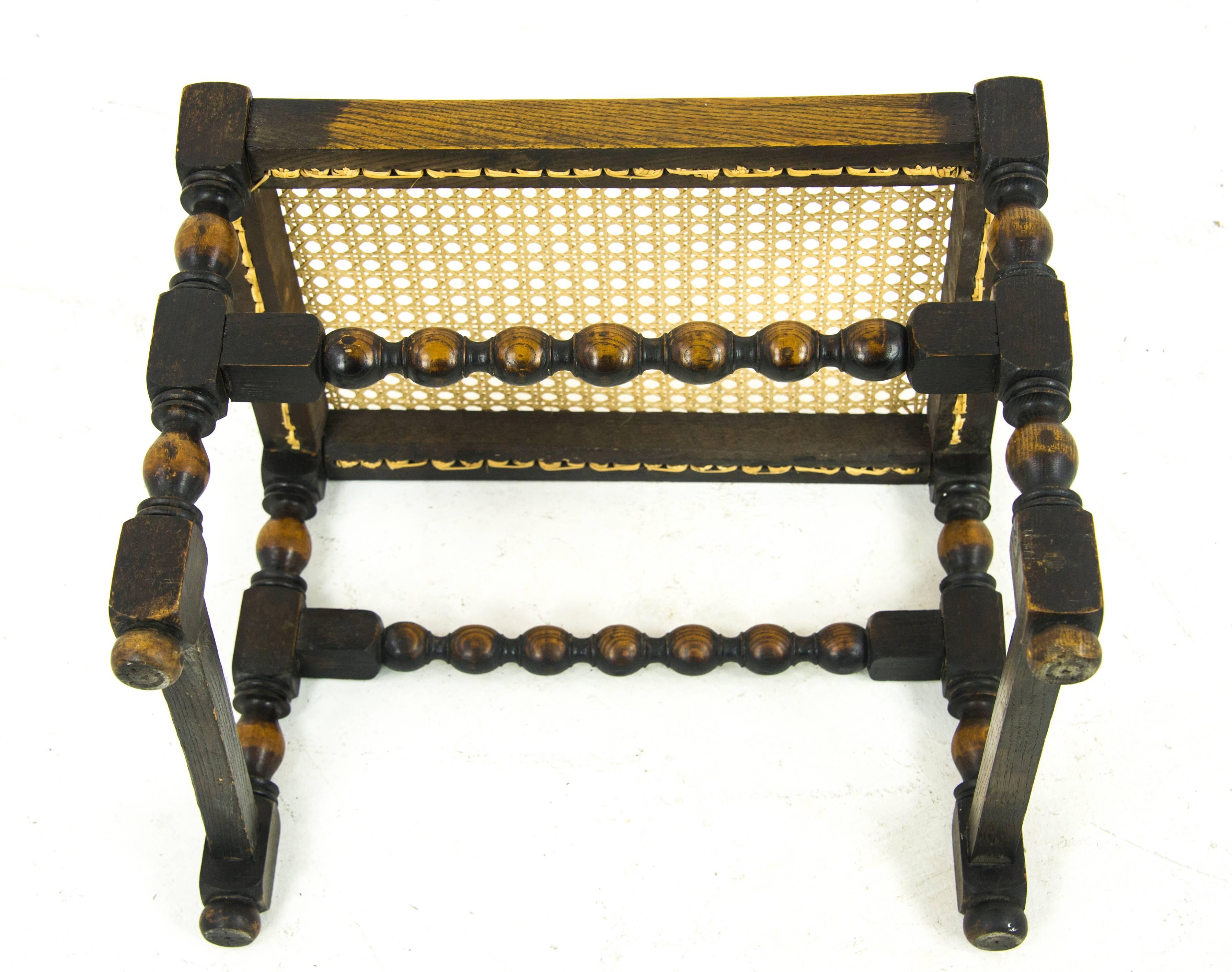 Hand-Crafted Antique Dressing Stool, Caned Top Seat, Beechwood, Antique Furniture   REDUCED!