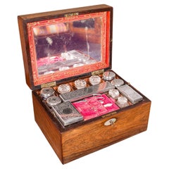 Caja de tocador antigua, inglesa, tocador, tocador, victoriana, circa 1850