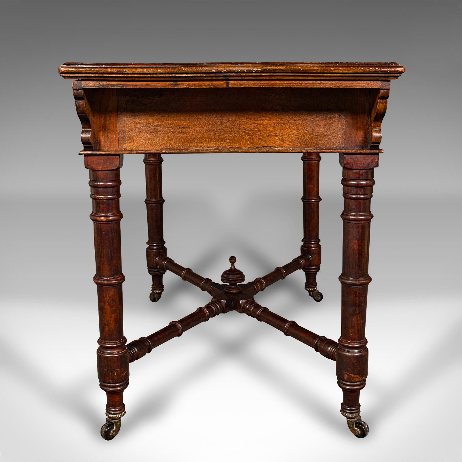 British Antique Dressing Table, English Oak, Pine, 2 Drawer, Writing, Console, Victorian