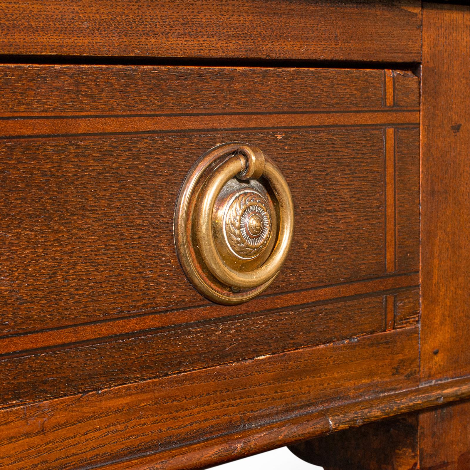 Antique Dressing Table, English Oak, Pine, 2 Drawer, Writing, Console, Victorian 3