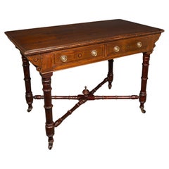 Antique Dressing Table, English Oak, Pine, 2 Drawer, Writing, Console, Victorian
