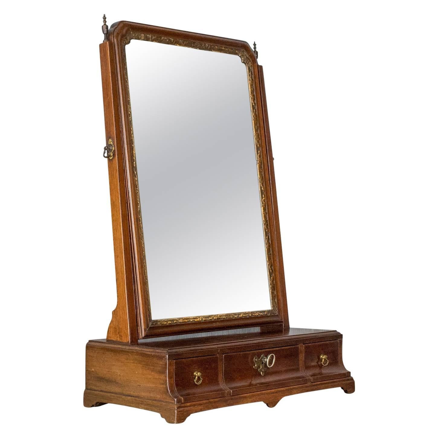 Antique Dressing Table Mirror, English Georgian, Mahogany, Toilet, Vanity