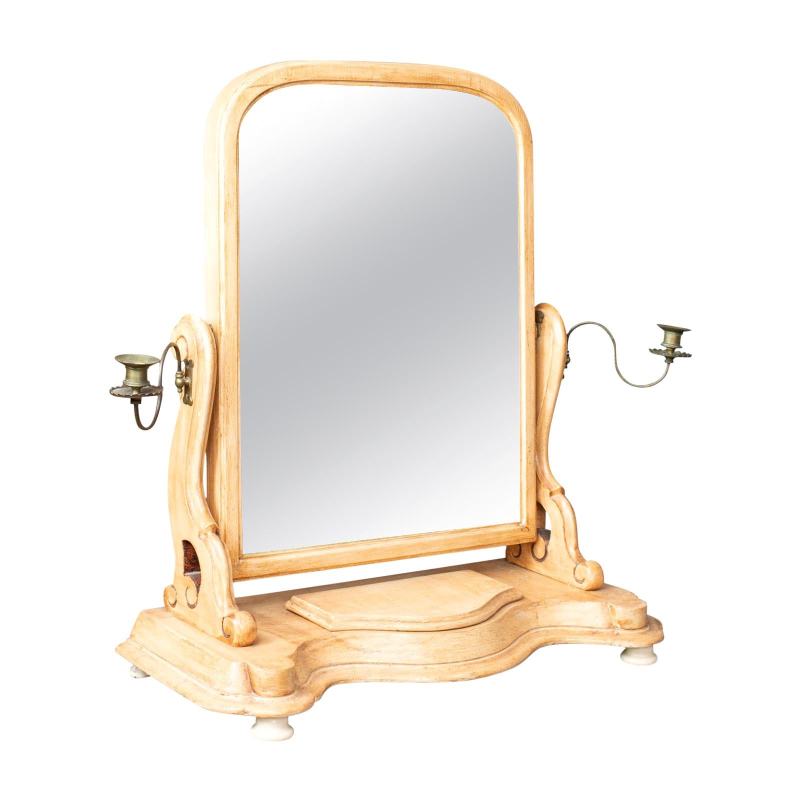 Antique Dressing Table Mirror, English Victorian, Vanity, Toilet, Painted For Sale