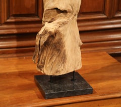 Contemporary Natural Driftwood Sculpture on Marble Base