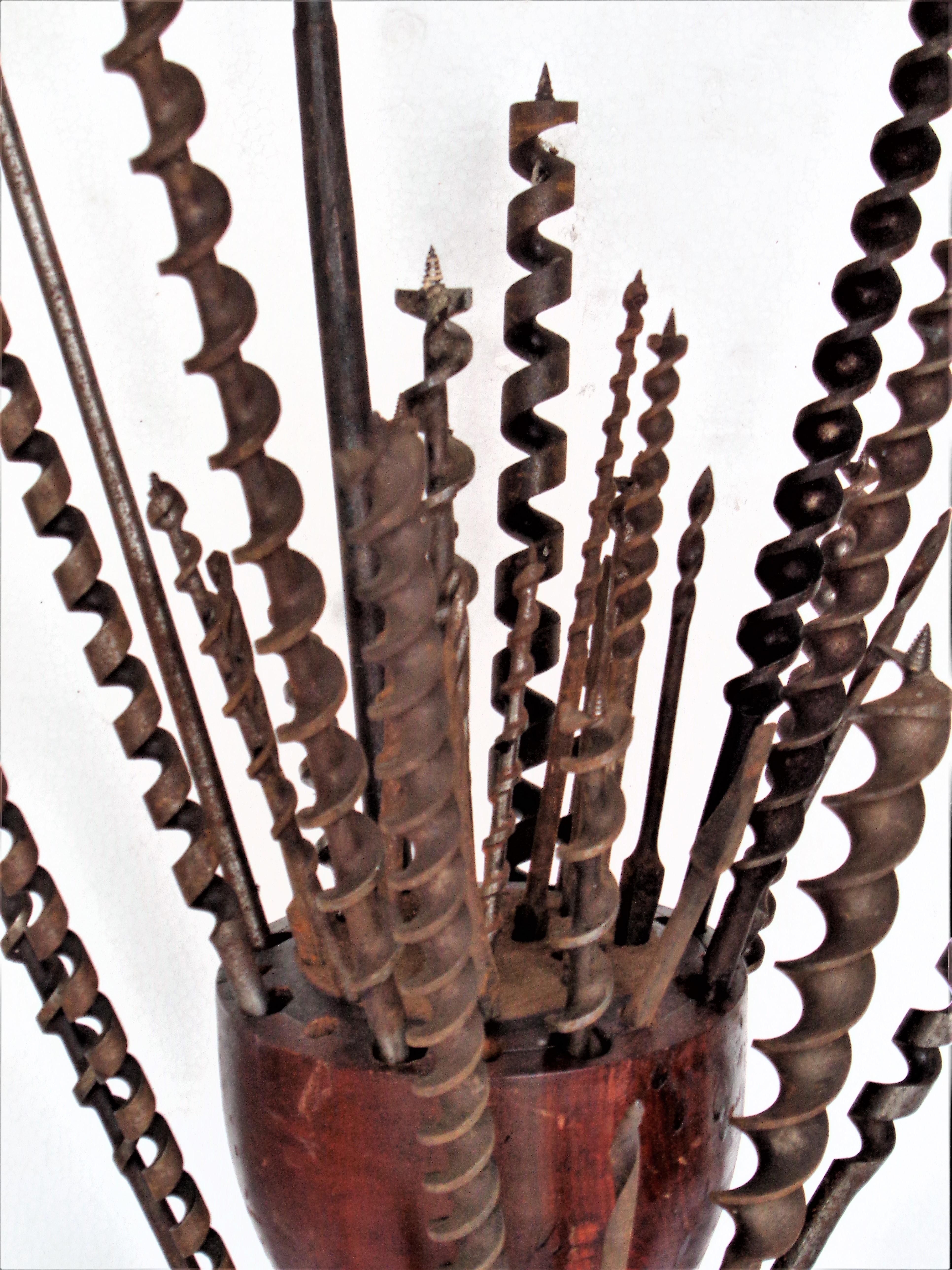 Antique Drill Bit Holder & Drill Bits, As Found Industrial Sculpture For Sale 5