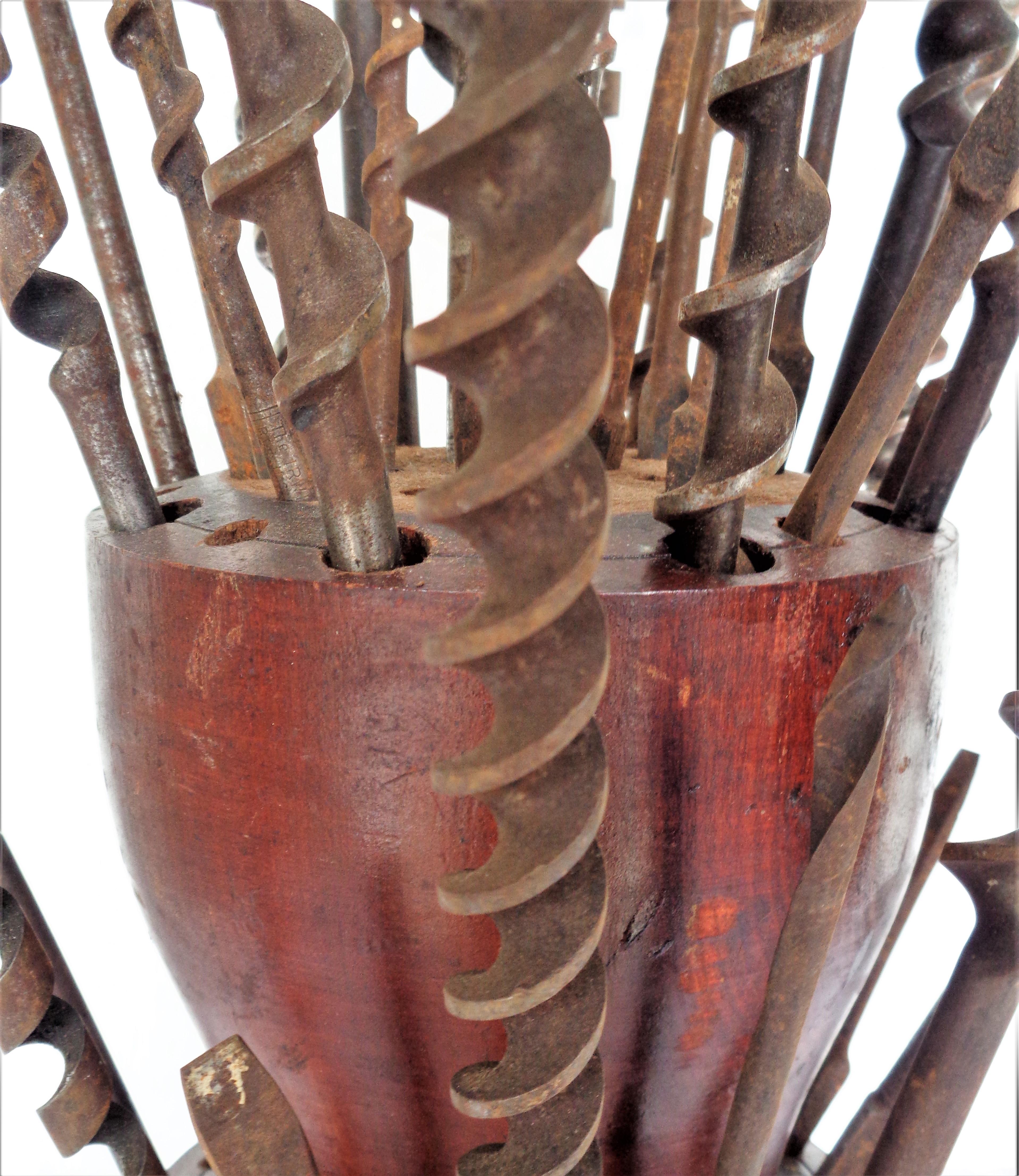 American Antique Drill Bit Holder & Drill Bits, As Found Industrial Sculpture For Sale