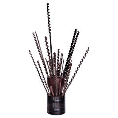 Antiker Drill Bit Holder & Drill Bits, als gefundene Industrieskulptur