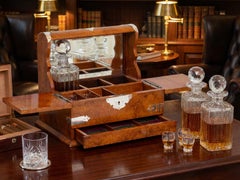 Antique Drinks and Games Compendium with Silver Mounts in Amboyna