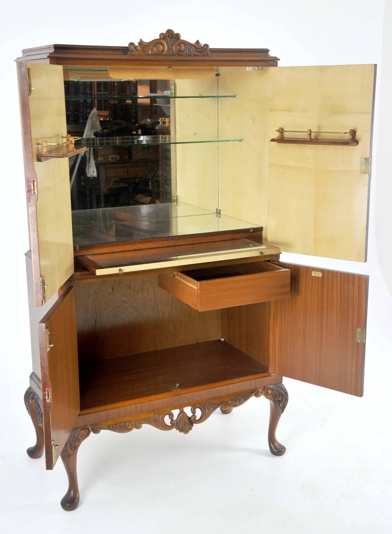 Antique Drinks Cabinet Vintage Dry Bar Walnut Cocktail Cabinet