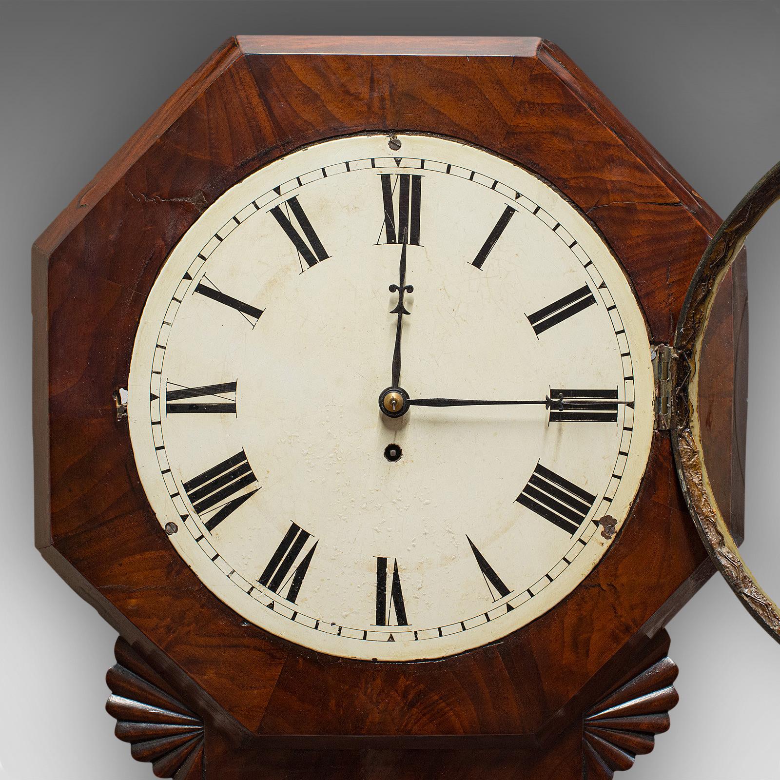 Antique Drop Dial Wall Clock, English, Timepiece, Fusee, Victorian, circa 1870 In Good Condition In Hele, Devon, GB