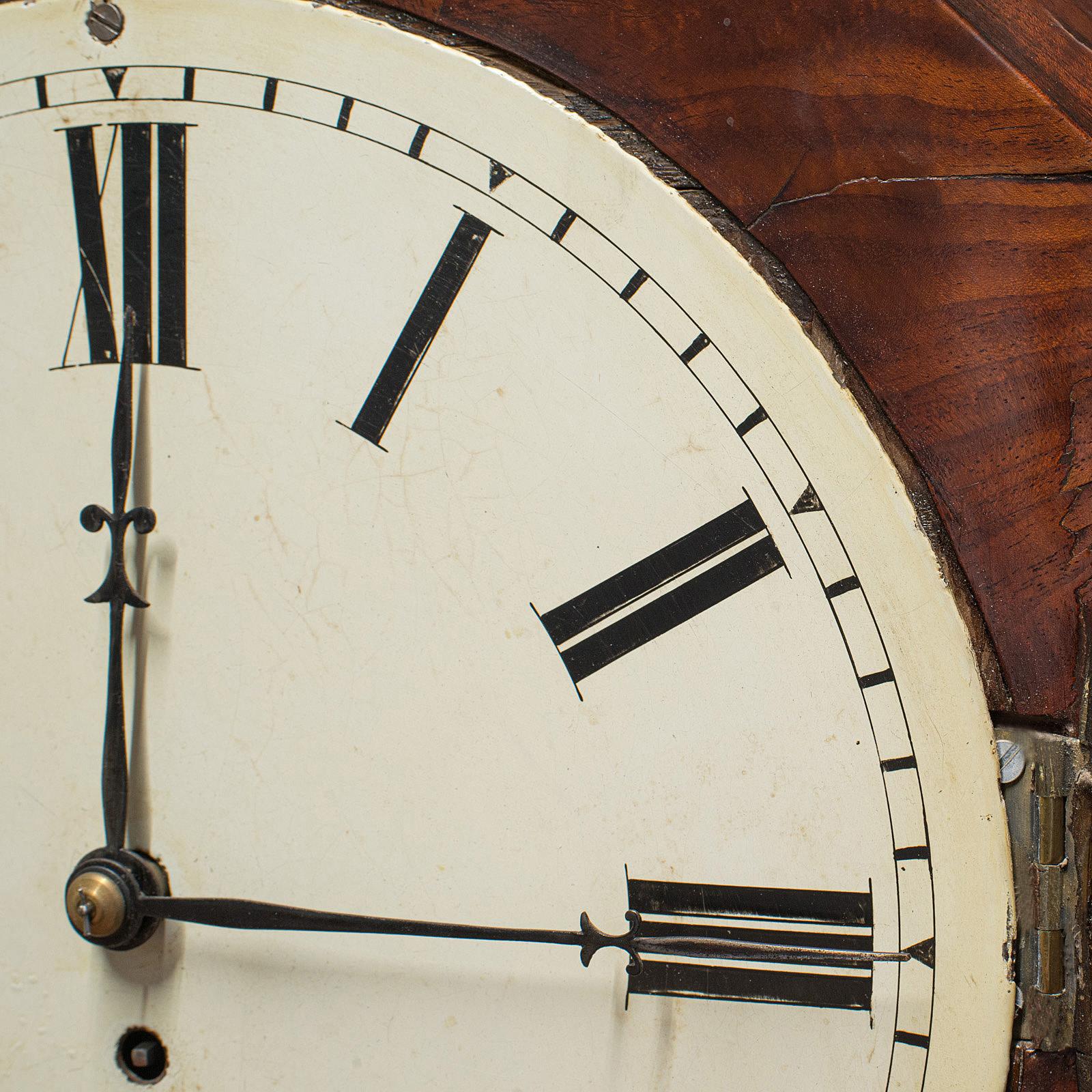 19th Century Antique Drop Dial Wall Clock, English, Timepiece, Fusee, Victorian, circa 1870