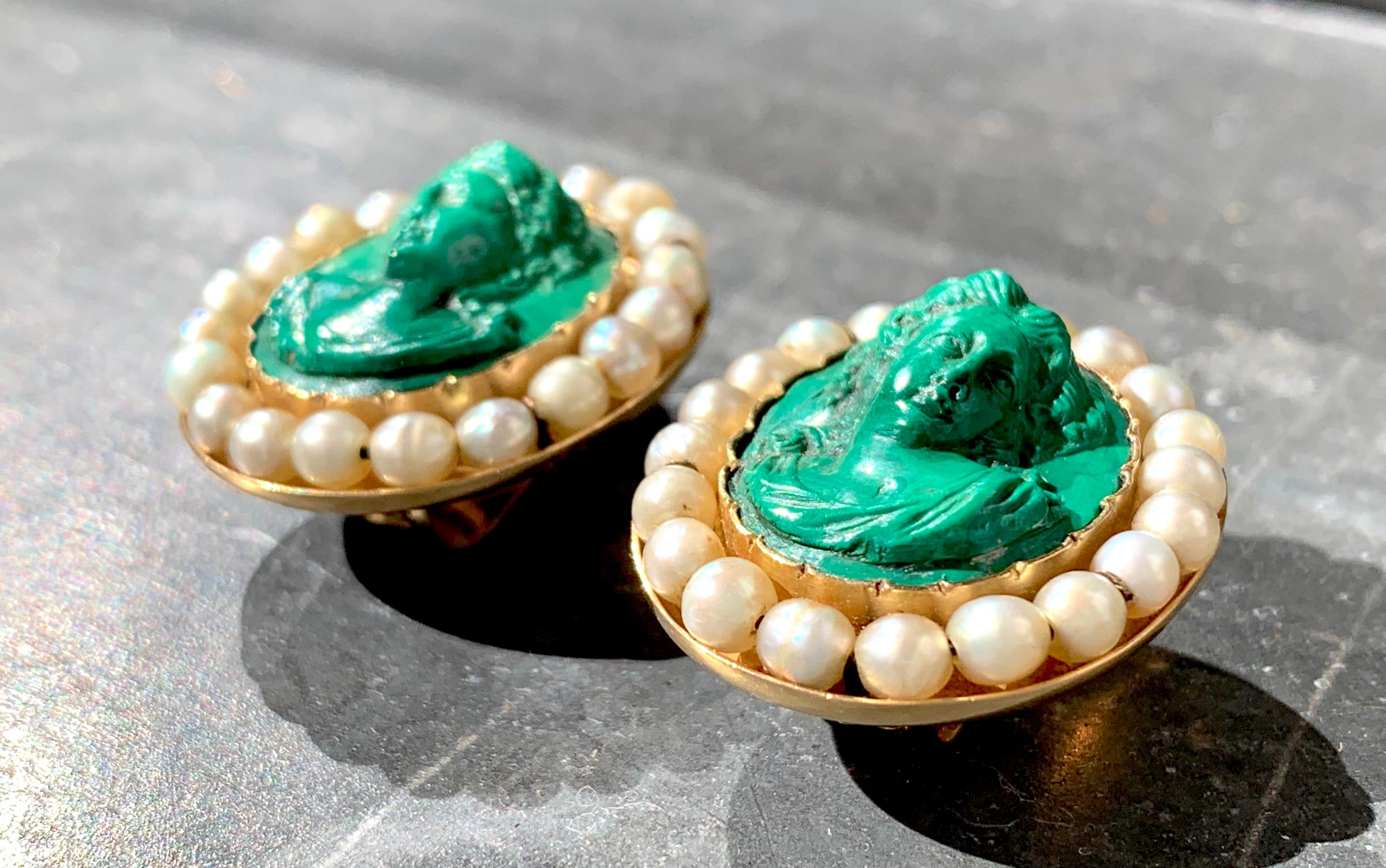 cameo earrings gold