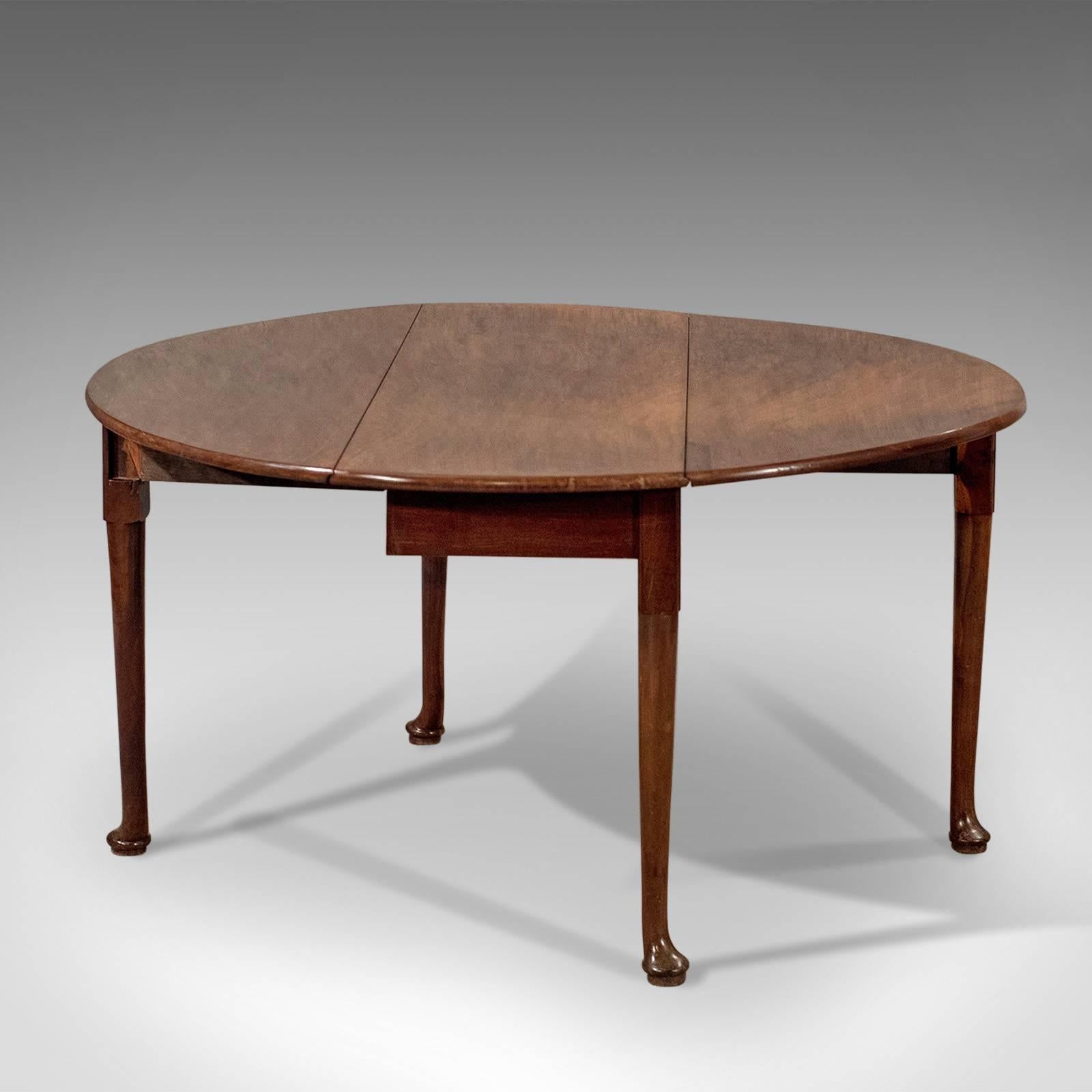 19th Century Antique Drop Flap Dining Table, Mahogany, English, Georgian, circa 1800