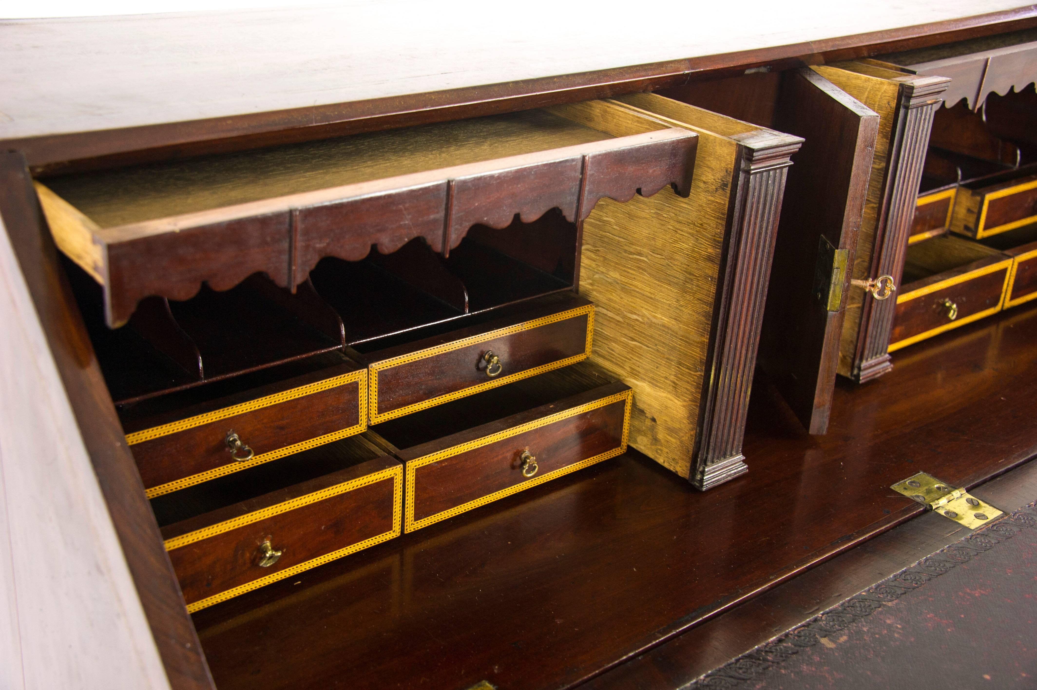 Scottish Antique Drop Front Desk, Walnut Bureau, Vintage Writing Table, George III, B1032
