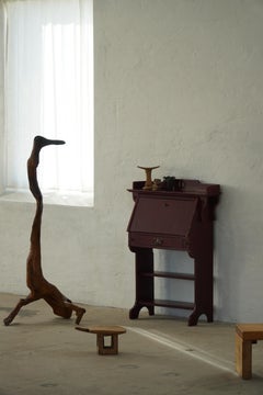 Antique Drop-Front Painted Secretary Desk, Danish Skønvirke, Early 20th Century