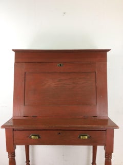 Antique Drop Front Schoolmasters Desk with Drawer