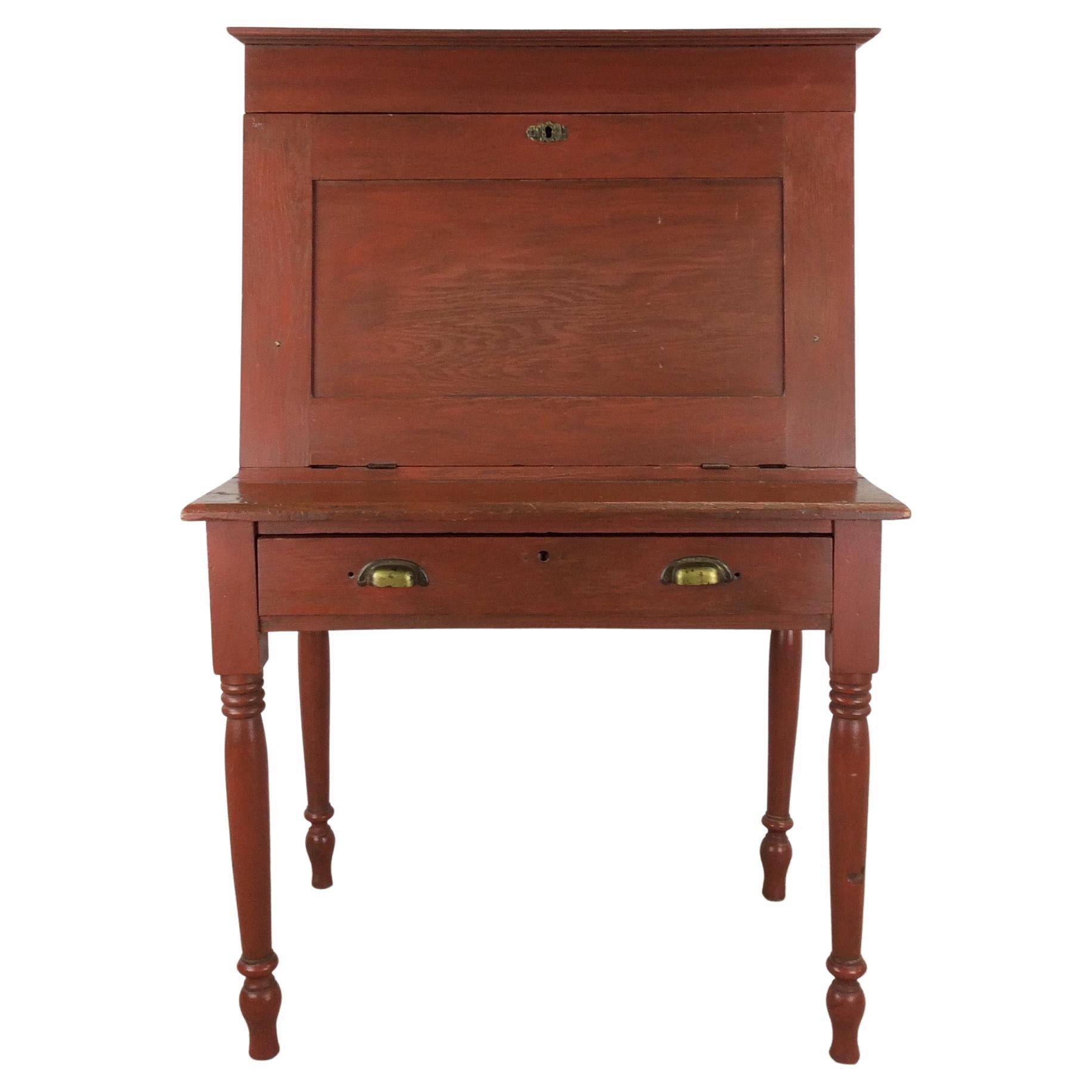Antique Drop Front Schoolmasters Desk with Drawer