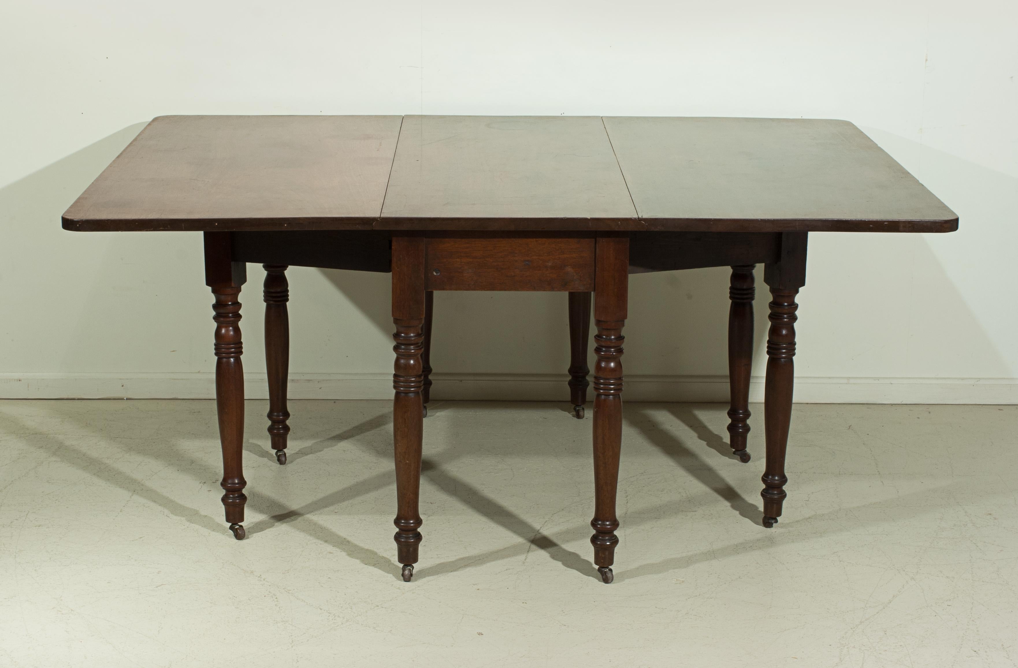 English Antique Drop Leaf Double Gate Leg Table For Sale