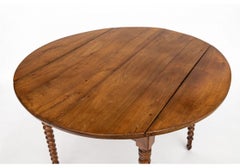 Antique Drop Leaf Hardwood Table With Bobbin Turned Legs