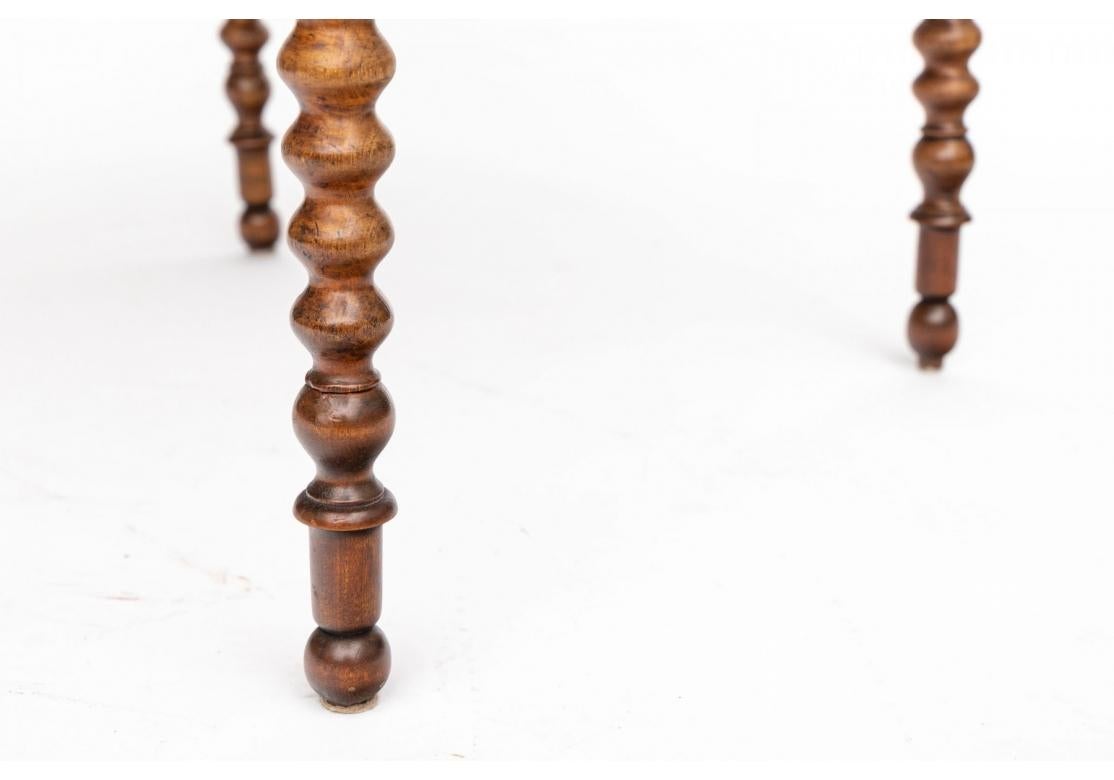 19th Century Antique Drop Leaf Hardwood Table With Bobbin Turned Legs For Sale