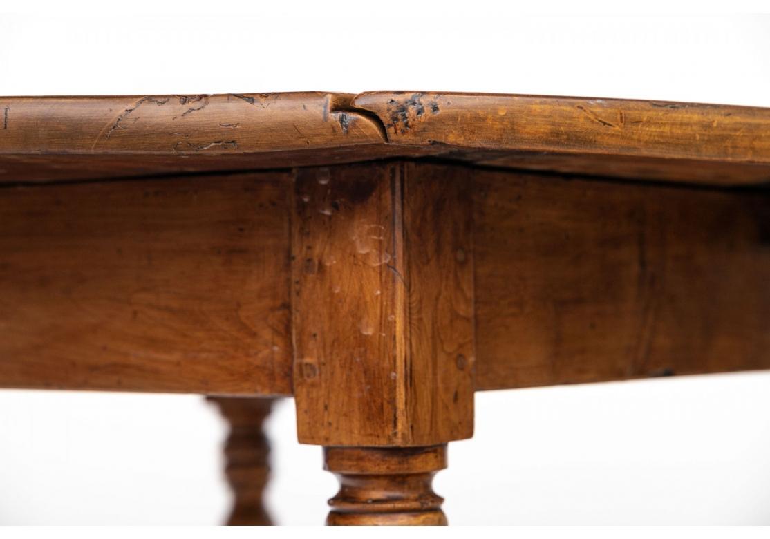 Antique Drop Leaf Hardwood Table With Bobbin Turned Legs For Sale 1