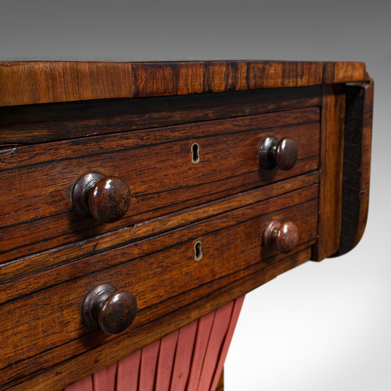 Antique Drop Leaf Ladies Work Table, English, Sewing, Side, William IV, C.1835 For Sale 4