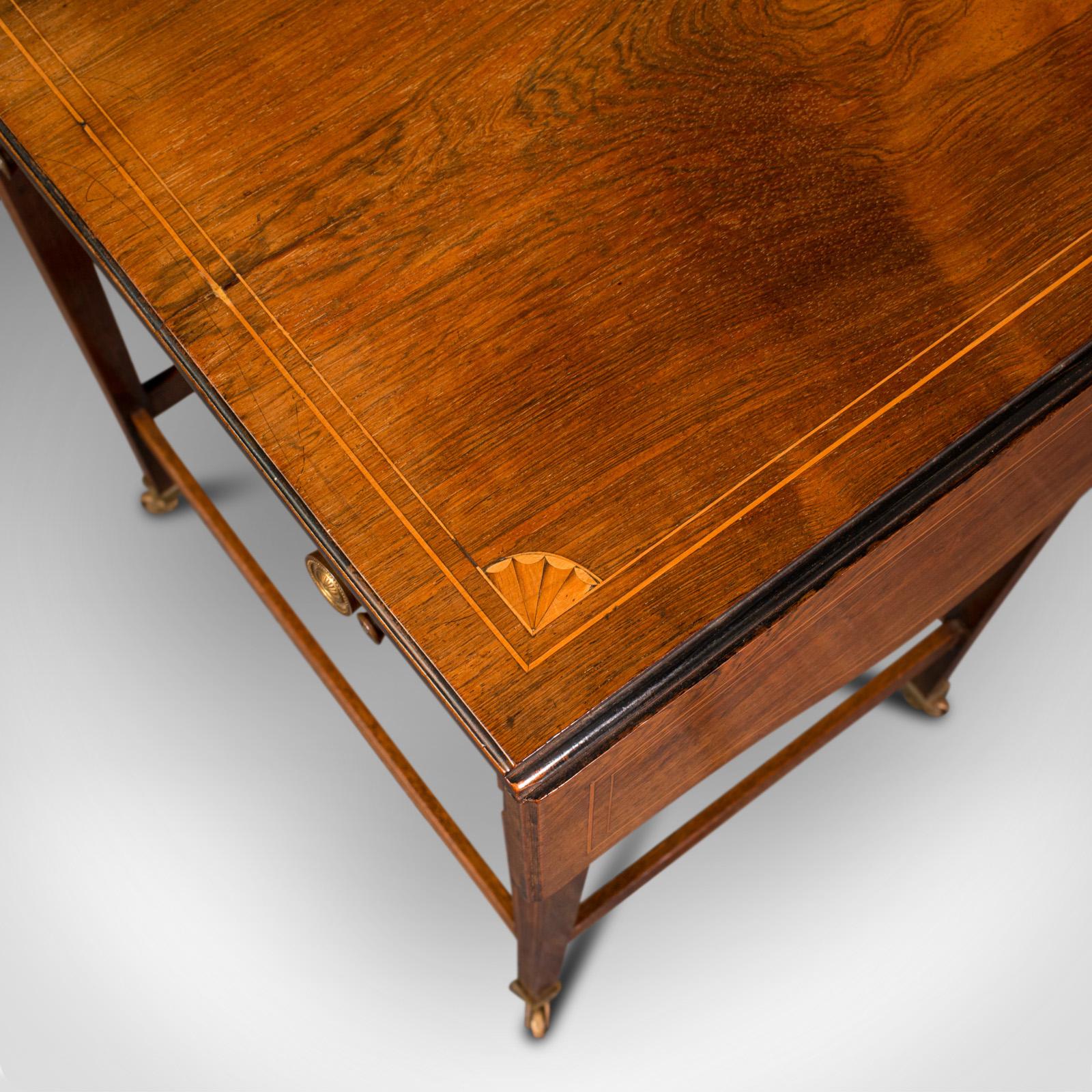 Antique Drop Leaf Sewing Table, English, Rosewood, Side, Lamp, Regency, C.1820 For Sale 1