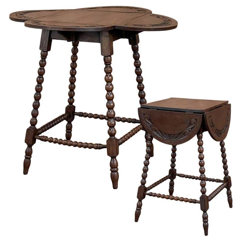 Antique Drop Leaf Spool Leg End Table For Sale at 1stDibs | antique ...