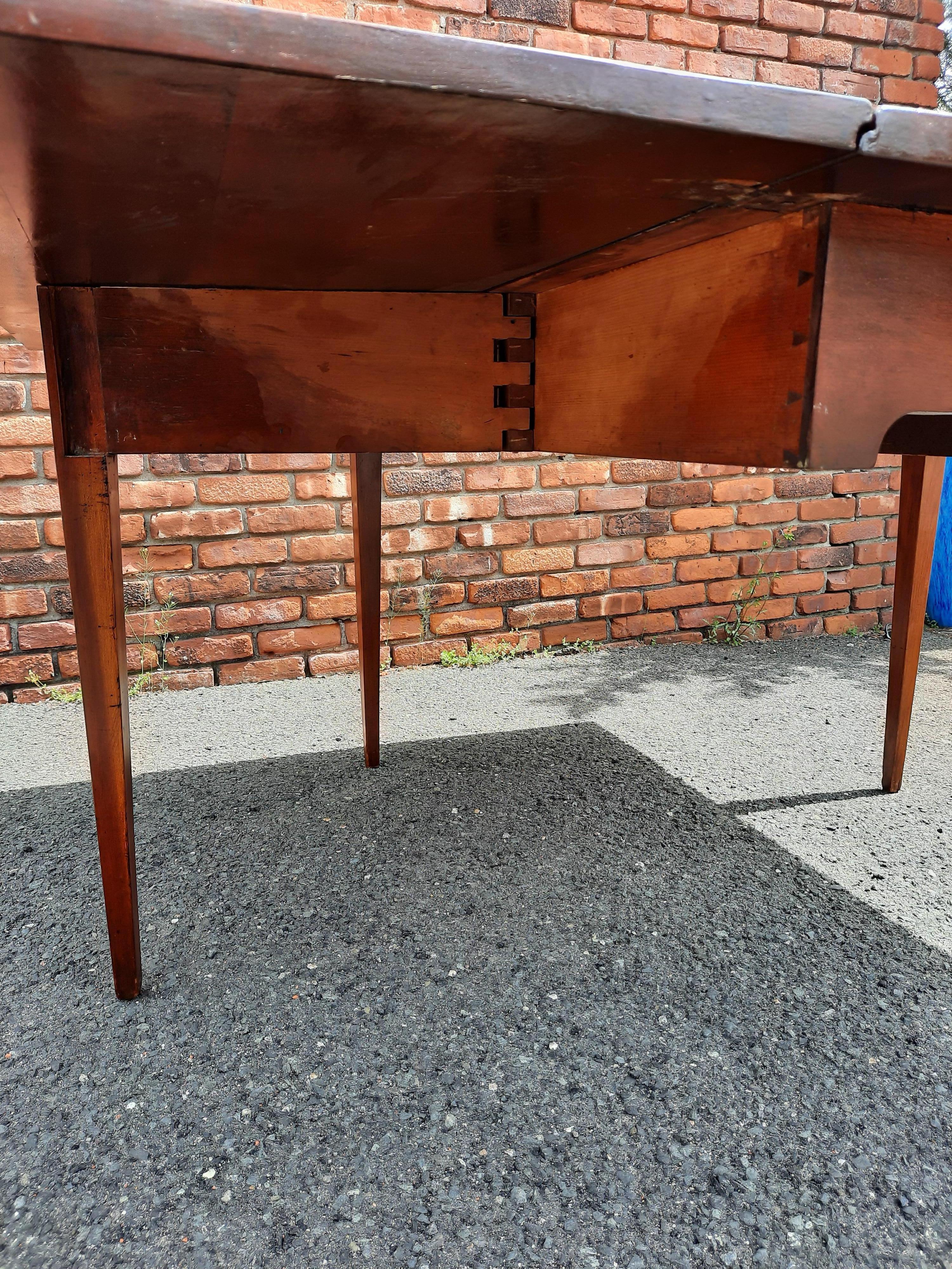Wood Antique Drop Leaf Table in Solid Hardwood For Sale
