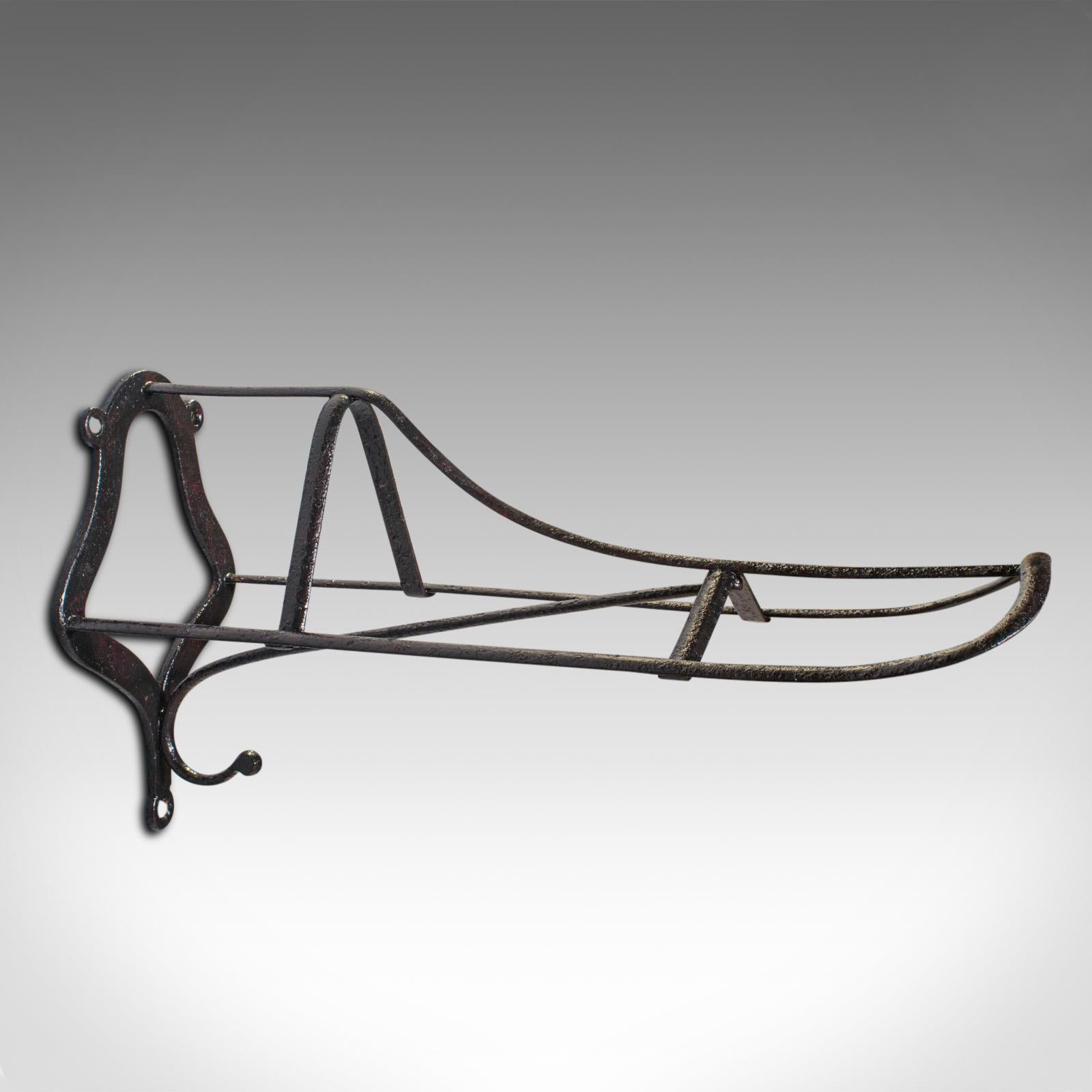 Late Victorian Antique Duck Bill Saddle Rack, English Cast Iron Equestrian Tack Rest, Victorian For Sale