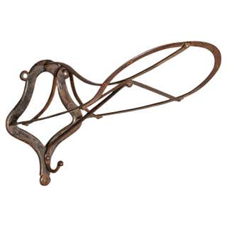 Beautiful Magazine Rack, Cognac Saddle Leather, Chrome For Sale at 1stDibs